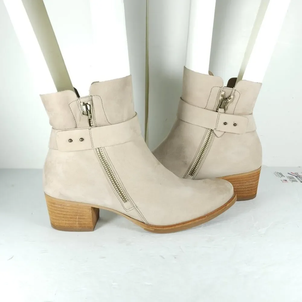 PAUL GREEN Women's Sherida US7,5 AU5 Taupe Nubuck Suede Heel Ankle Booties